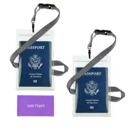 Transparent Passport ID Badge Holder Extra Large 6x4" with 17" Neck Lanyard -...