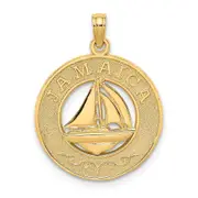 14k Yellow Gold JAMAICA w/Sailboat Circle Charm
