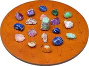 Curawood Crystal Grid Board for Stones - Flower of Life Sacred Geometry - Amplify the Power of Your Crystals - 10" Diameter Wooden Crystal Board - Wiccan Crystal Altar Decor - Crystal Charging Plate