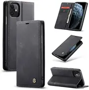[Generic] for Samsung Galaxy A25 (Color: Black) High End Magnetic Flip Back Case Leather Wallet Design