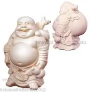 Laughing Buddha Statue White Carrying a Money Sack 90mm in Box(LB007V)