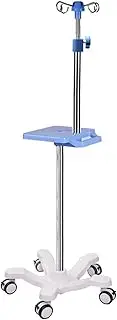 Rolling IV Pole w/Wheels & Pump Tray Portable IV Fluid Bag Stand w/Stainless Steel 4 Hooks & Cast Iron Base Height Adjustable Intravenous Pole for Hospital