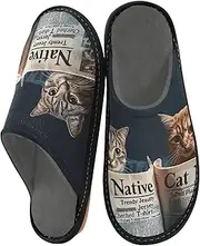 [GAIREG] Unisex Slippers for Home Men's House Shoes Memory Foam Slippers, Cats Reading Newspaper-1, 4-5