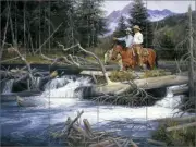 Western Tile Backsplash Jack Sorenson Art Ceramic Mural RW-JS015