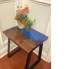 Resin Walnut Round Side Table | Epoxy End Table | Coffee Table