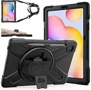 [zenrich] for Samsung Galaxy Tab S6 Lite Case 10.4 inch 2024/2022/2020, Heavy Duty Shockproof Rugged Case with Pen Holder Kickstand Hand Strap and Shoulder Belt for P620/P625/P610/P613/P615/P619, Black