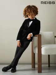 Reiss Black Ace 3-9 yrs Single Breasted Velvet Blazer (975241) | $220