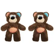 2x Rosewood Tough Rope Core Bear Soft Plush Pet Dog Chewing Bite Play Toy Brown
