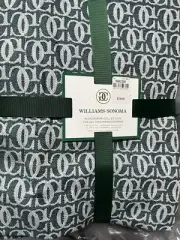 Williams Sonoma Grande Cuisine monogram Jacquard 70 126 green Tablecloth w tag
