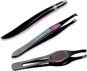 Ipetboom 1Set Stainless Steel Eyebrow Tweezers Mini Eyebrow Clips for Women Durable Makeup Tools for Precision Grooming for Personal Professional Use Black