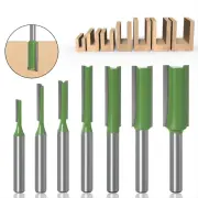 "7PCS Straight Cut Router Bit Set Sturdy Tungsten Carbide 1/4"" Shank Double Flute Milling Cutting Tools for Woodworking E"