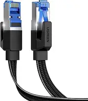 UGREEN Cat 8 Ethernet Cable 0.5m, 40Gbps 2000Mhz High Speed 26AWG RJ45 Shielded Braided Flat Network Cord Black Compatible with PC Gaming PS4 PS5 Xbox Modem Router
