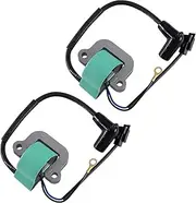 2pcs 502880 18-5196 Ignition Coil Assembly for Johnson Evinrude OMC 581407 777665 581319 Sierra 9.9 15 40 hp Outboard 9.9hp 15 hp 40hp 0502880 0581407 0777665 0581319 (1974-1975-1976) Mallory 9-23101