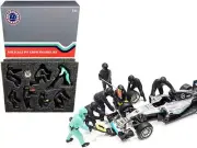 Formula One F1 Pit Crew 7 Figurine Set Team Black for 1/18 Scale Models by Ameri
