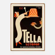 Galrie Stella Sütöpor Vintage Advertising Poster Art Print, Wood Frame, A0 84 x 119cm (33 x 47inch)