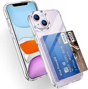 Lumobrilla Wallet for iPhone 11 Case with Credit Card Holder,Up to 2 Cards,Anti-Yellowing,Shockproof Protective Cover Soft TPU+Hard PC Slim Fit Phone Case for iPhone 11,Clear