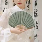 Retro Folding Hand Fan Cotton Linen Cloth Handheld Fan Home Decoration