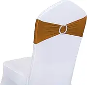 ManMengJi 25PCS Chair Sashes, Spandex Sashes Bows Brown, Chair Cover Bands with Buckle Slider for Banquet, Party, Hotel Event Decorations