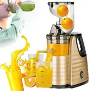 Household Slow-Speed Juicer for Juice Separation, 8CM Caliber Electric Fruit and Vegetable Juice Processor, 150W Centrifugal Fresh Juicer + 24×17×43CM, for Celery/Watermelon/Strawberry,Gold