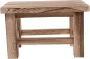 KONTONTY Wooden Stool for Changing Shoes Compact Solid Wood Step Stool for Adults Rustic Design for Bedroom Office Bathroom and Outdoor Use and Space Saving