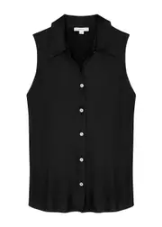 Vince Sleeveless Silk Shirt - Black - M M