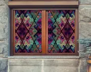 3D Color Wave Poi D149 Window Film Print Sticker Cling Stained Glass UV Block An