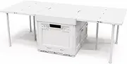 Outdoor Bees Portable Camping Table (White) - Foldable Picnic Table with Storage Box, Ideal for Camping & Picnics, Easy Fold Out Design…