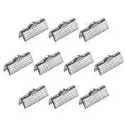180Pcs Ribbon Crimp Clamp Ends 22mm Cord End Clasp for DIY Craft Silver White