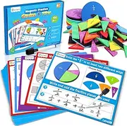 D-FantiX Magnetic Fraction Tiles & Fraction Circles Activity Set, Math Manipulatives for Elementary School, Fraction Manipulatives Montessori Learning Resources for Kids Students Homeschool Supplies