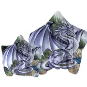 Silver Coastal Grey Dragon Drawing Towel with Hood