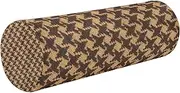 Yoga Meditation Bolster Pillow Brown Houndstooth Small Neck Roll Pillow 17" x 5.5" Small Round Pillows for Chairs Small Round Cushion Memory Foam Back Support