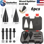 6x High Speed Twist Firewood Drill Bit Wood Splitter Screw Splitting Cone Driver