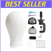 Lightweight 22 Inch Mannequin Head for Wigs - White Leather Styling Stand