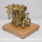 Mini Retro Vertical Double-cylinder Steam Engine Model Toys with Speed Reducer
