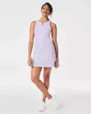 SPANX NWT $138 Zip Front Racerback Get Moving Tank Dress Violet Air Size Small