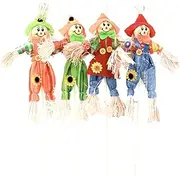 4PCS Scarecrow Decoration,Scarecrow Fall Harvest Thanksgiving Decor,Harvest Standing Scarecrow Decor for Autumn, Halloween, Garden, Yard Decor