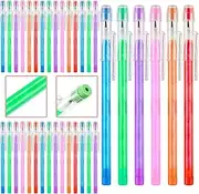 Kolewo4ever 36pcs HB Translucent Pencil Multipoint Pencil Multicolor Non- Sharpening Stackable Pencils Pop Up Plastic Pencil with Eraser Top for Kids, Students, Teachers, Office Staff