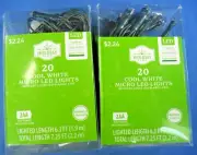 (2 Pks) Holiday Time 20 Cool White Micro LED Christmas Lights Green Wire Battery