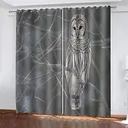 Blackout Owl Print Curtains for Kids Bedroom Set of 2 Panels, 66" W x 90" L, Room Darkening, Thermal Insulated, 3D Blackout Drapes for Boys and Girls
