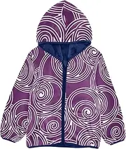 [GuoChe] Baby Boy Sherpa Jacket Stylish Spirals Purple Toddler Boy Winter Jacket Navy Blue Baby Boy Clothes Winter 3T
