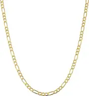[Kooljewelry] 10k Yellow Gold 3.3 mm High Polish Concave Figaro Link Chain Necklace