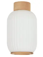 Mele 1 Light DIY Tall Batten Fix in Ash Wood with Frosted Glass Shade