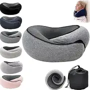 [WONHOX] Flyhugs Neck Pillow, Wander Plus Travel Pillow, Wander Plus Travel Neck Pillow, Memory Foam Travel Pillow, Stowable U-Shaped Pillow (Grey)
