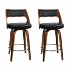 New Set of 2 Wooden Bar Stools Swivel Bar Stool Kitchen Dining Chair Cafe Black