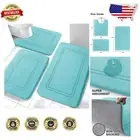 3-Piece Soft Memory Foam Bath Mat Set in Teal - Machine Washable & Absorbent