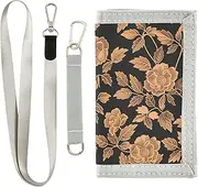 [Yoogain] Floral Rose Gold Black wallet cool gifts pop thin wallets for men with lanyard, floral rose gold black, 1 size, Fashion
