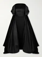 [Solace London] Solace London - Satin Twill-trimmed Crepe Gown - Black - UK 16 UK 16 Black