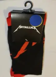Men's Novelty Metallica Socks Black with Red Script OSFM