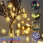 LED Fairy String Light Snowflake Ornament Window Christmas Tree Party Decor Lamp
