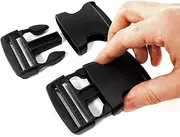 Flat Side Release Buckles Heavy Duty Plastic- Break Resistant - Extra Thick Military Grade- Replacement Buckle, It Fit 2'' Inches Nylon Strap - Backpack Webbing Boat Pack of 4
